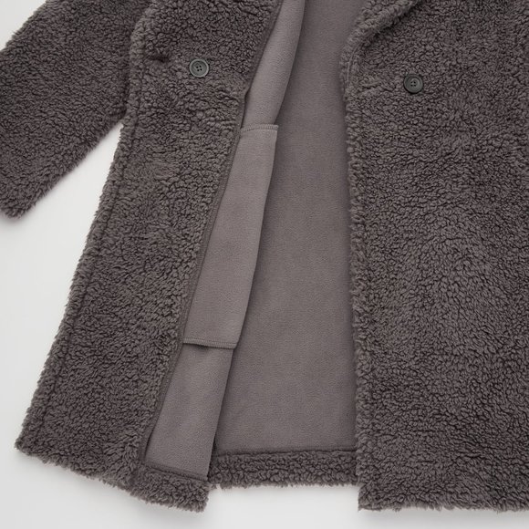 Uniqlo PILE-LINED FLEECE TAILORED COAT Dark Grey Size XS - Picture 2 of 2
